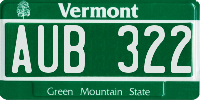 VT license plate AUB322