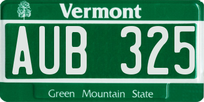 VT license plate AUB325