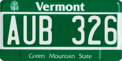 VT license plate AUB326