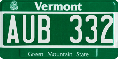 VT license plate AUB332