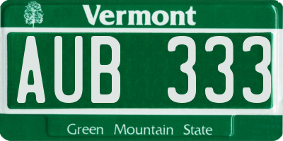 VT license plate AUB333