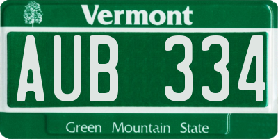 VT license plate AUB334