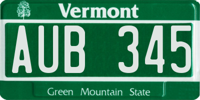 VT license plate AUB345