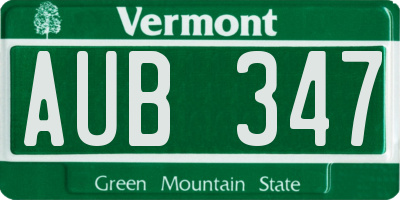 VT license plate AUB347