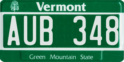 VT license plate AUB348