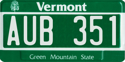 VT license plate AUB351