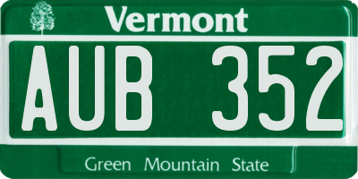 VT license plate AUB352