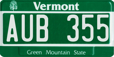 VT license plate AUB355