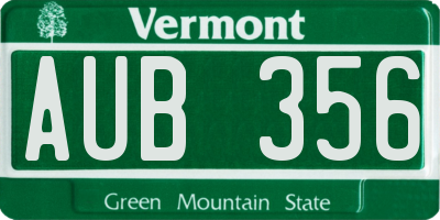 VT license plate AUB356