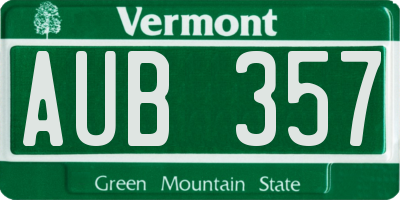 VT license plate AUB357