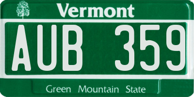 VT license plate AUB359