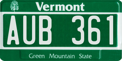 VT license plate AUB361