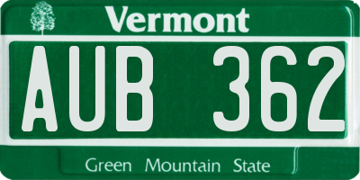 VT license plate AUB362