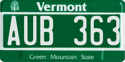 VT license plate AUB363