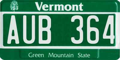 VT license plate AUB364