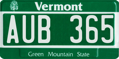 VT license plate AUB365