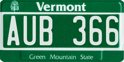 VT license plate AUB366