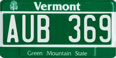 VT license plate AUB369