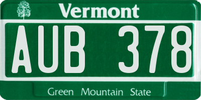 VT license plate AUB378