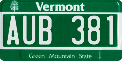 VT license plate AUB381