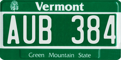 VT license plate AUB384