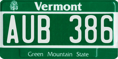 VT license plate AUB386
