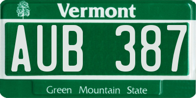 VT license plate AUB387