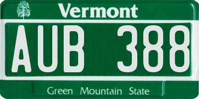 VT license plate AUB388