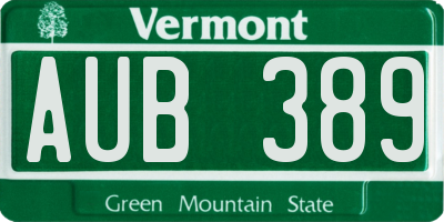 VT license plate AUB389