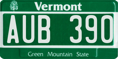 VT license plate AUB390