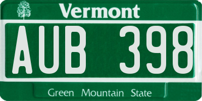 VT license plate AUB398