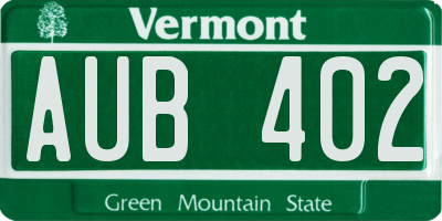 VT license plate AUB402