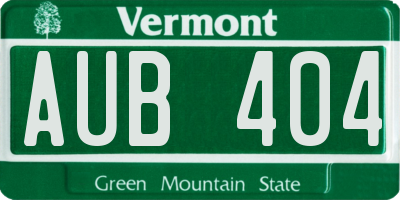 VT license plate AUB404