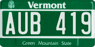 VT license plate AUB419