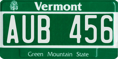 VT license plate AUB456