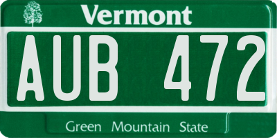 VT license plate AUB472