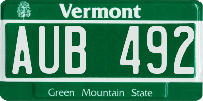 VT license plate AUB492