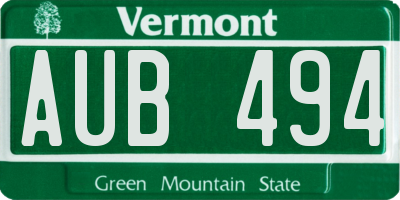 VT license plate AUB494