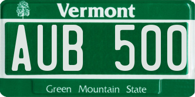 VT license plate AUB500