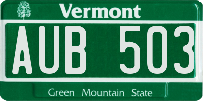 VT license plate AUB503