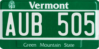 VT license plate AUB505