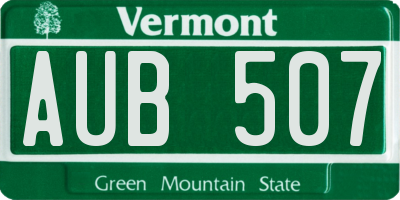 VT license plate AUB507