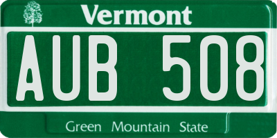 VT license plate AUB508