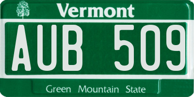 VT license plate AUB509