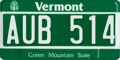 VT license plate AUB514