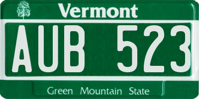 VT license plate AUB523