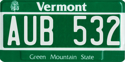 VT license plate AUB532