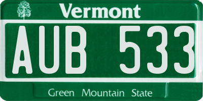 VT license plate AUB533