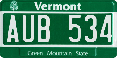 VT license plate AUB534