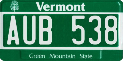 VT license plate AUB538